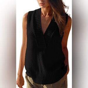 Women's Black V-Neck Sweater Vest